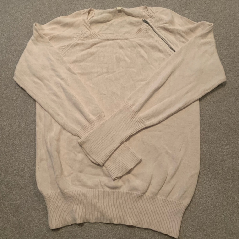 J. Crew Cotton Crewneck Sweater with Zipper Size Large